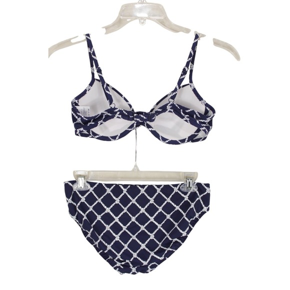 Lands' End Underwire Bikini Swimsuit 34B/36A Bottoms size S‎ Navy Twist Front - Picture 2 of 16